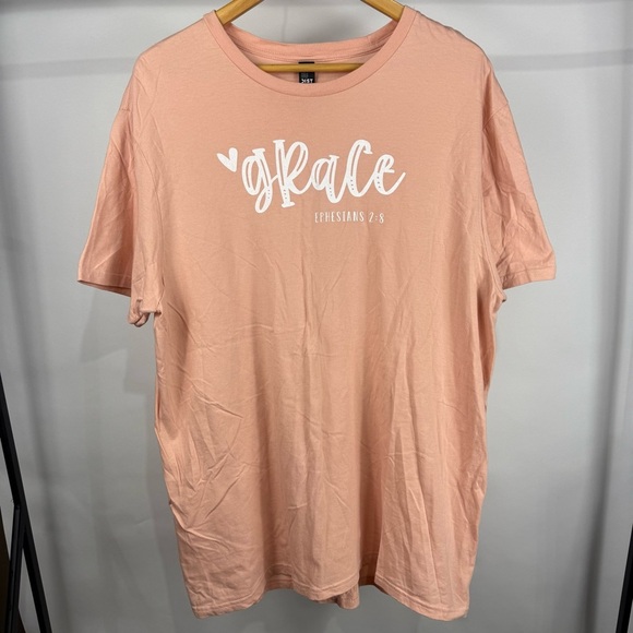 Grace Ephesians 2:8 Womans Peach Tshirt Size XL - Picture 2 of 6